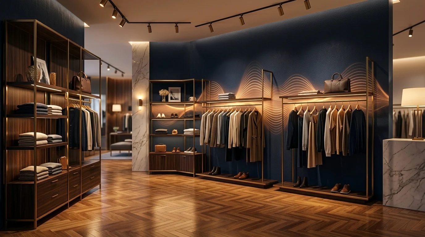Retail store interior for shopping behavior and background music